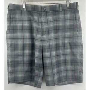Nike Golf Tour Performance Dri Fit Shorts Gray Plaid Stretch Tag 38 Meas 40
